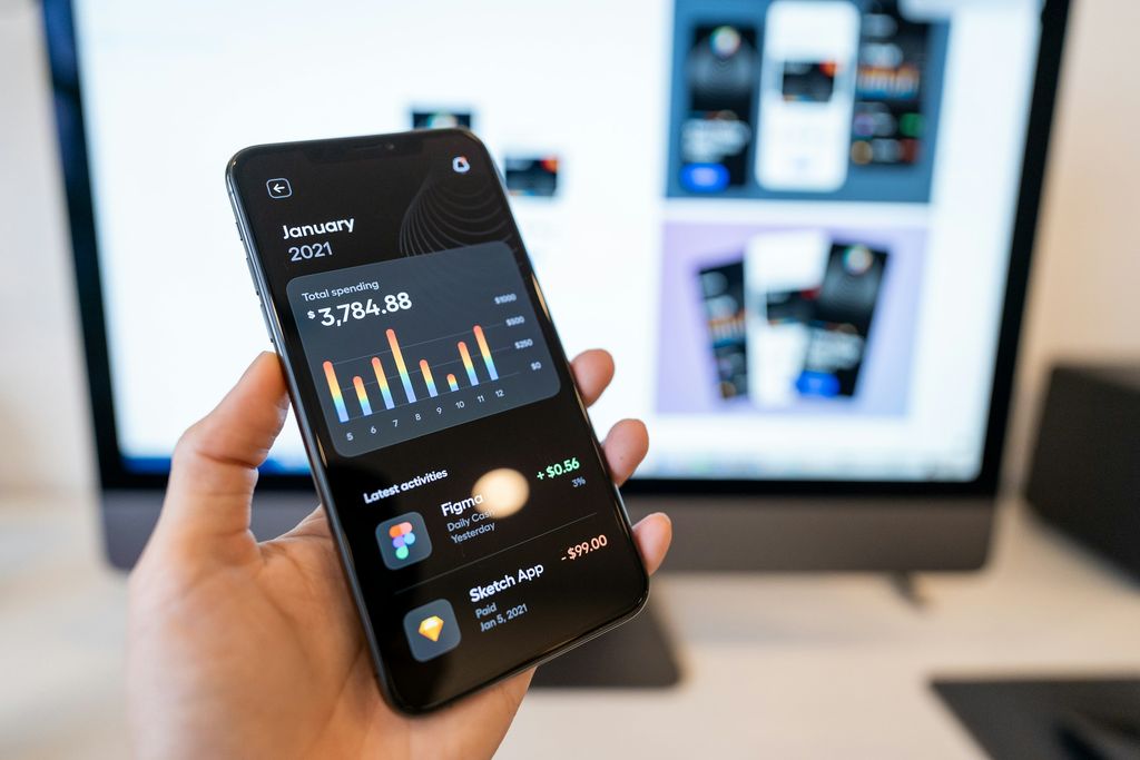 Smartphone con i grafici dei consumi in un’app