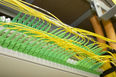Connettori di fibra ottica in un armadio di rete